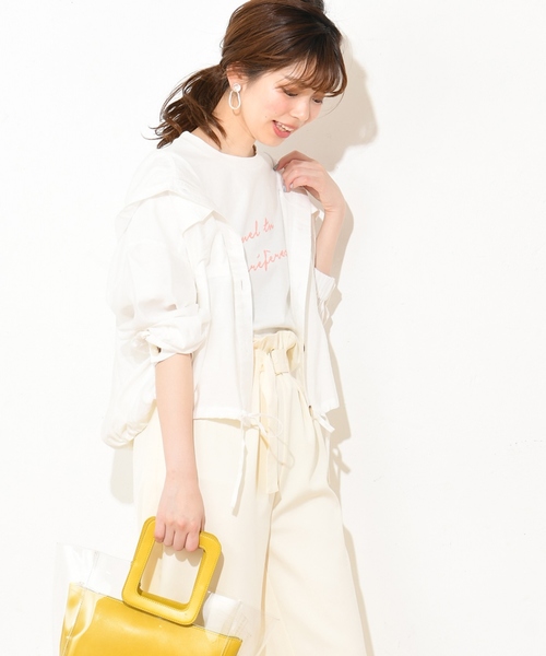 natural couture（ナチュラルクチュール）の「どっちが好き？ロゴT（Tシャツ/カットソー・レディース・ベージュ/オフホワイト/ミント/スミクロ・FREE）」の9枚目の写真