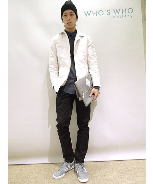 WHO'S WHO gallery（フーズフーギャラリー）の「【WEB限定価格】T/Cボンディングコート（ステンカラーコート・メンズ・ベージュ/ネイビー/アイボリー/ブルー/レッド/グリーン・MEDIUM/LARGE）」の14枚目の写真