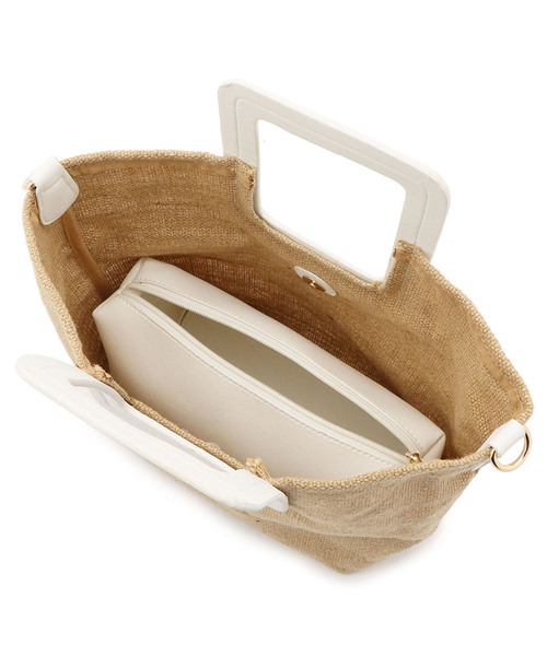 A/C DESIGN BY ALPHA CUBIC（エーシーデザインバイアルファキュービック）の「スクエアハンドルジュードバッグ（トートバッグ・レディース・ブラック/オフホワイト・フリー）」の5枚目の写真