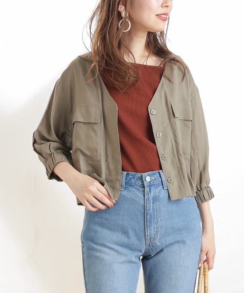 natural couture（ナチュラルクチュール）の「レーヨン麻てろっとライトブルゾン（ブルゾン・レディース・ベージュ/カーキ/ライトベージュ・FREE）」の3枚目の写真