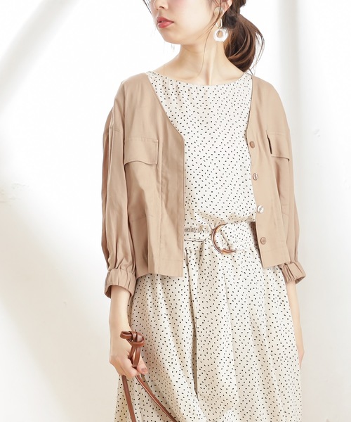 natural couture（ナチュラルクチュール）の「レーヨン麻てろっとライトブルゾン（ブルゾン・レディース・ベージュ/カーキ/ライトベージュ・FREE）」の4枚目の写真