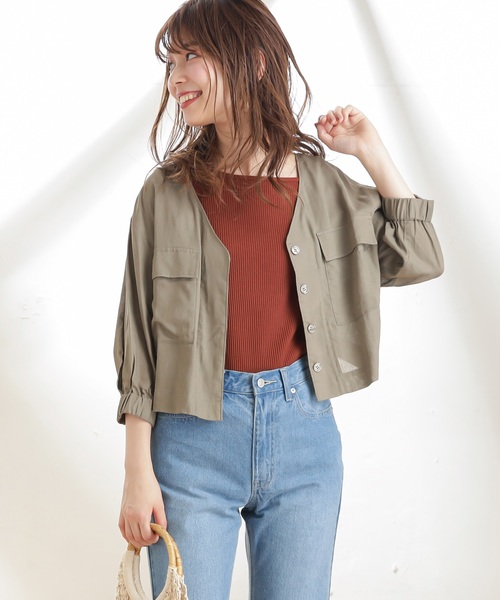 natural couture（ナチュラルクチュール）の「レーヨン麻てろっとライトブルゾン（ブルゾン・レディース・ベージュ/カーキ/ライトベージュ・FREE）」の5枚目の写真