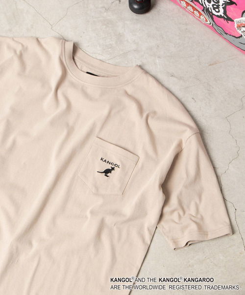 KANGOL(カンゴール)の「∴WEGO/KANGOL別注オーバーサイズビッグシルエットポケットTシャツ(Tシャツ/カットソー・メンズ・ホワイト/ブラック/ベージュ/ブラウン・MEDIUM/LARGE)」の4枚目の写真