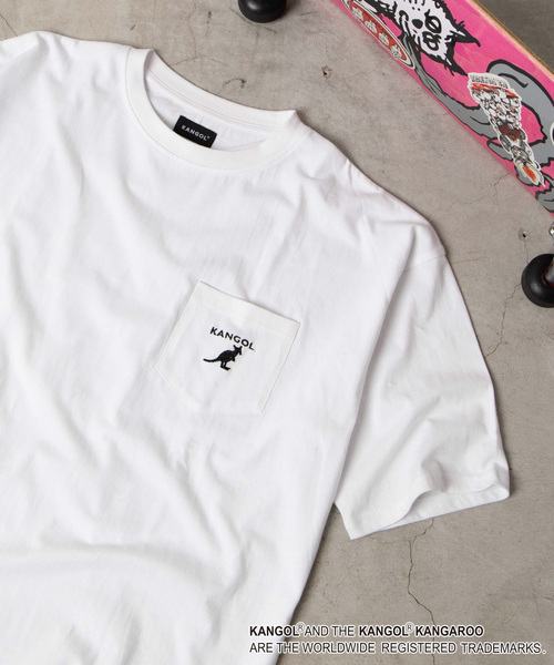 KANGOL(カンゴール)の「∴WEGO/KANGOL別注オーバーサイズビッグシルエットポケットTシャツ(Tシャツ/カットソー・メンズ・ホワイト/ブラック/ベージュ/ブラウン・MEDIUM/LARGE)」の2枚目の写真