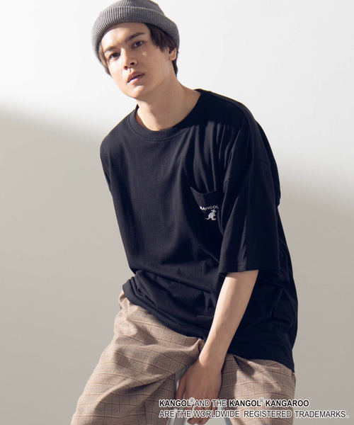 KANGOL(カンゴール)の「∴WEGO/KANGOL別注オーバーサイズビッグシルエットポケットTシャツ(Tシャツ/カットソー・メンズ・ホワイト/ブラック/ベージュ/ブラウン・MEDIUM/LARGE)」の5枚目の写真