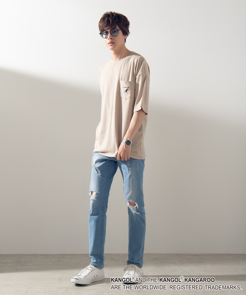KANGOL(カンゴール)の「∴WEGO/KANGOL別注オーバーサイズビッグシルエットポケットTシャツ(Tシャツ/カットソー・メンズ・ホワイト/ブラック/ベージュ/ブラウン・MEDIUM/LARGE)」の20枚目の写真