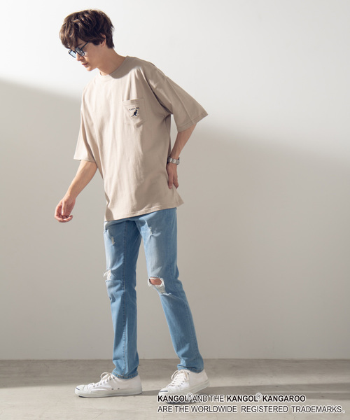 KANGOL(カンゴール)の「∴WEGO/KANGOL別注オーバーサイズビッグシルエットポケットTシャツ(Tシャツ/カットソー・メンズ・ホワイト/ブラック/ベージュ/ブラウン・MEDIUM/LARGE)」の17枚目の写真
