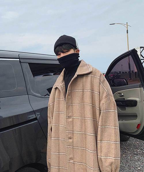 MGV（エムジーヴィー）の「【MGV】チェックオーバーサイズカバーオールシャツ（カバーオール・メンズ・ネイビー/ベージュ/グレー・LARGE/X-LARGE/XX-LARGE/MEDIUM）」の5枚目の写真