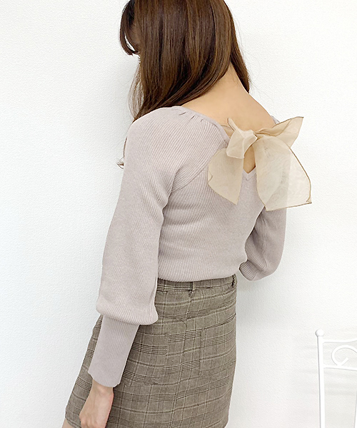 apres jour（アプレジュール）の「バックリボンパワショルニット【ZOZOTOWN限定アイテム】（ニット/セーター・レディース・ブラック/ベージュ/モカ/オレンジ系その他・フリー）」の11枚目の写真