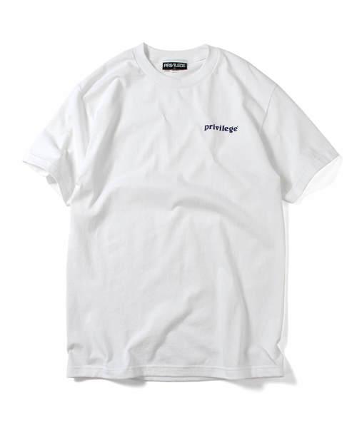 PRIVILEGE（プリビレッジ）の「プリビレッジ [PRIVILEGE] - ゴー アウト サイド ロゴ グラフィック 半袖 Tシャツ [GO OUT SIDE TEE]（Tシャツ/カットソー・メンズ・ホワイト/ブラック/ライム/ロイヤルブルー・MEDIUM/LARGE/X-LARGE/XX-LARGE/SMALL）」の2枚目の写真