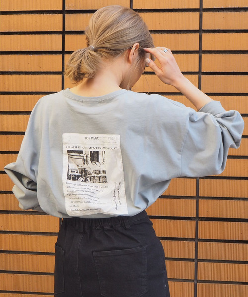 tiptop（ティップトップ）の「【web限定アイテム】英字新聞風後ろワッペンロンＴ（Tシャツ/カットソー・レディース・オフホワイト/ブラック/サックスブルー/パープル/アイボリー/スミクロ・FREE）」の17枚目の写真