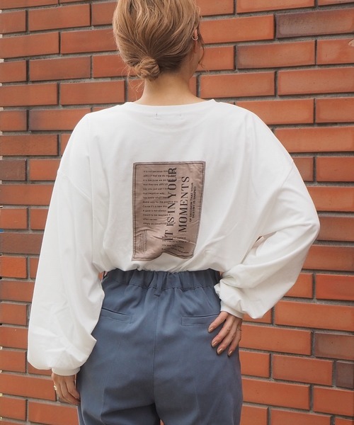 tiptop（ティップトップ）の「【web限定アイテム】英字新聞風後ろワッペンロンＴ（Tシャツ/カットソー・レディース・オフホワイト/ブラック/サックスブルー/パープル/アイボリー/スミクロ・FREE）」の20枚目の写真