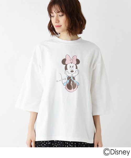 Disney(ディズニー)の「◆ミニーマウス/プリントTシャツ(Tシャツ/カットソー・レディース・ライトベージュ/ガンメタ/オフホワイト・02/03)」の4枚目の写真