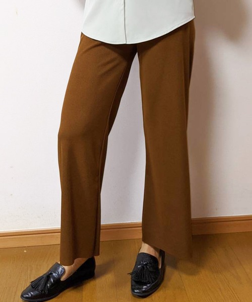SMILE ORCHID（スマイルオーキッド）の「セルフカットプリーツパンツ（スウェットパンツ・レディース・ブラック/ベージュ/ブラウン/グリーン/ライトブラウン/グレー/ネイビー/オレンジ/ピンク・FREE）」の17枚目の写真
