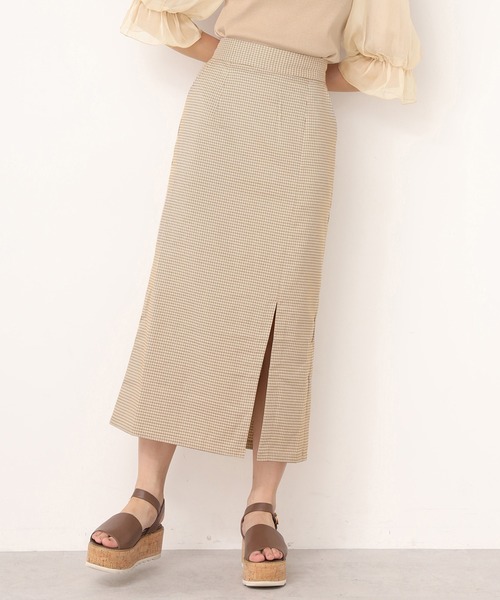 one after another NICE CLAUP(ワンアフターアナザーナイスクラップ)の「チェックスリットタイトスカート(スカート・レディース・ブラック/オリーブ/ピンク/ブラウン系その他/ベージュ系その他・SMALL/MEDIUM)」の3枚目の写真