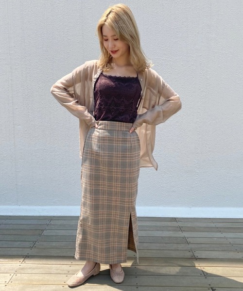 one after another NICE CLAUP(ワンアフターアナザーナイスクラップ)の「チェックスリットタイトスカート(スカート・レディース・ブラック/オリーブ/ピンク/ブラウン系その他/ベージュ系その他・SMALL/MEDIUM)」の18枚目の写真