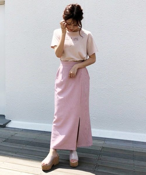 one after another NICE CLAUP(ワンアフターアナザーナイスクラップ)の「チェックスリットタイトスカート(スカート・レディース・ブラック/オリーブ/ピンク/ブラウン系その他/ベージュ系その他・SMALL/MEDIUM)」の13枚目の写真