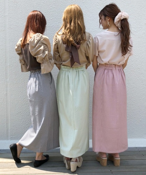 one after another NICE CLAUP(ワンアフターアナザーナイスクラップ)の「チェックスリットタイトスカート(スカート・レディース・ブラック/オリーブ/ピンク/ブラウン系その他/ベージュ系その他・SMALL/MEDIUM)」の7枚目の写真