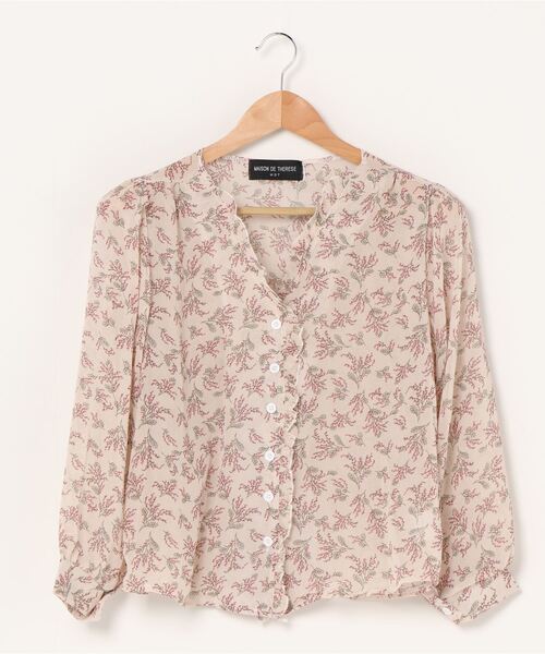 MAISON DE THERESE（メゾン ド テレーズ）の「半透明プリントのシフォンシャツ（シャツ/ブラウス・レディース・ベージュ/ブルー/イエロー・S/M/L）」の3枚目の写真