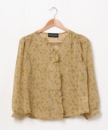 半透明プリントのシフォンシャツ