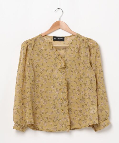 MAISON DE THERESE（メゾン ド テレーズ）の「半透明プリントのシフォンシャツ（シャツ/ブラウス・レディース・ベージュ/ブルー/イエロー・S/M/L）」の2枚目の写真