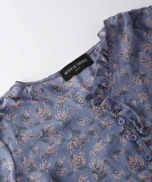 MAISON DE THERESE（メゾン ド テレーズ）の「半透明プリントのシフォンシャツ（シャツ/ブラウス・レディース・ベージュ/ブルー/イエロー・S/M/L）」の7枚目の写真