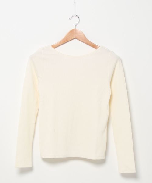 KOBE LETTUCE（コウベレタス）の「カットリブバックオープンプルオーバー（Tシャツ/カットソー・レディース・アイボリー/グレイッシュベージュ/レンガ/カーキ/ブラック・FREE）」の3枚目の写真