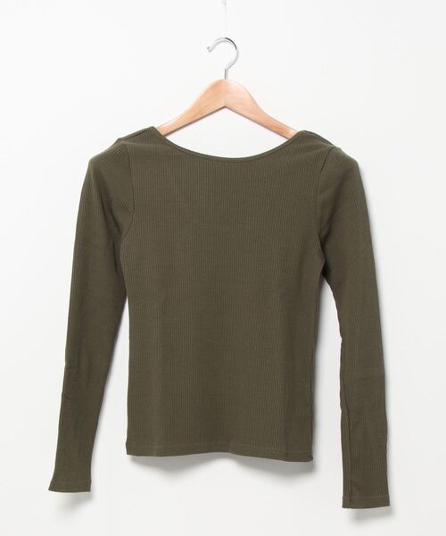 KOBE LETTUCE（コウベレタス）の「カットリブバックオープンプルオーバー（Tシャツ/カットソー・レディース・アイボリー/グレイッシュベージュ/レンガ/カーキ/ブラック・FREE）」の9枚目の写真
