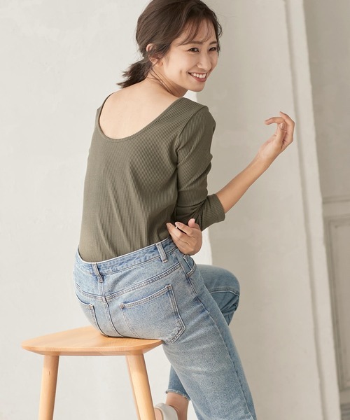 KOBE LETTUCE（コウベレタス）の「カットリブバックオープンプルオーバー（Tシャツ/カットソー・レディース・アイボリー/グレイッシュベージュ/レンガ/カーキ/ブラック・FREE）」の14枚目の写真
