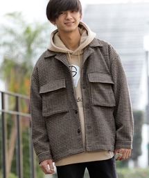 ミックスウールシャギー ブリティッシュチェック ワイドシルエット CPOジャケット