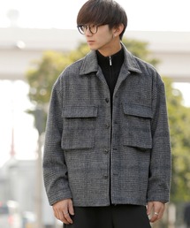 ミックスウールシャギー ブリティッシュチェック ワイドシルエット CPOジャケット