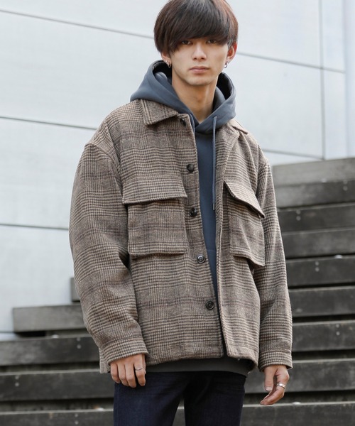 Beno(ビーノ)の「ミックスウールシャギー ブリティッシュチェック ワイドシルエット CPOジャケット(ブルゾン・メンズ・ブラウン系その他/ブラウン系その他4/グレー系その他2/ブラウン系その他2/グレー系その他/ブラウン系その他3・M/L)」の5枚目の写真