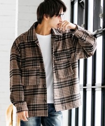 ミックスウールシャギー ブリティッシュチェック ワイドシルエット CPOジャケット