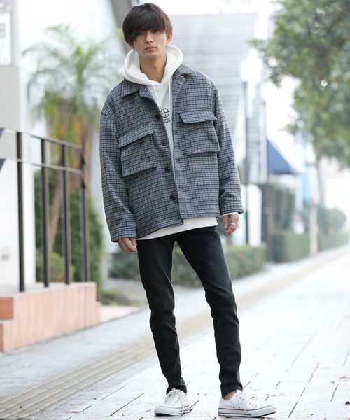 Beno(ビーノ)の「ミックスウールシャギー ブリティッシュチェック ワイドシルエット CPOジャケット(ブルゾン・メンズ・ブラウン系その他/ブラウン系その他4/グレー系その他2/ブラウン系その他2/グレー系その他/ブラウン系その他3・M/L)」の9枚目の写真