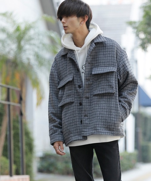 Beno(ビーノ)の「ミックスウールシャギー ブリティッシュチェック ワイドシルエット CPOジャケット(ブルゾン・メンズ・ブラウン系その他/ブラウン系その他4/グレー系その他2/ブラウン系その他2/グレー系その他/ブラウン系その他3・M/L)」の10枚目の写真