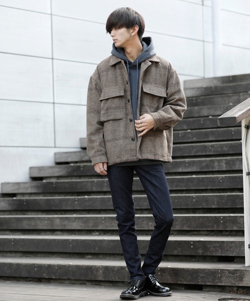 Beno(ビーノ)の「ミックスウールシャギー ブリティッシュチェック ワイドシルエット CPOジャケット(ブルゾン・メンズ・ブラウン系その他/ブラウン系その他4/グレー系その他2/ブラウン系その他2/グレー系その他/ブラウン系その他3・M/L)」の13枚目の写真