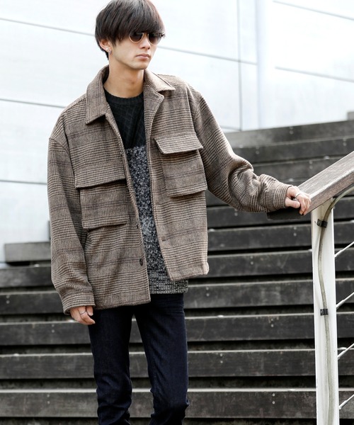 Beno(ビーノ)の「ミックスウールシャギー ブリティッシュチェック ワイドシルエット CPOジャケット(ブルゾン・メンズ・ブラウン系その他/ブラウン系その他4/グレー系その他2/ブラウン系その他2/グレー系その他/ブラウン系その他3・M/L)」の16枚目の写真