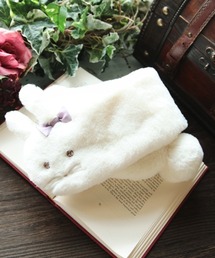 おみつさまご購入リ4号ふっくら丸鉢 チェックのマフラーうさぎさんと