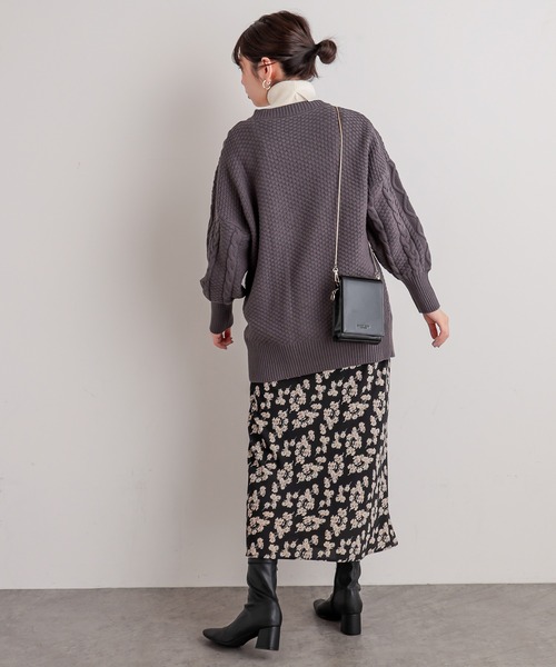 natural couture（ナチュラルクチュール）の「ややマーメイドシンプル花柄スカート（スカート・レディース・ブラック/ベージュ/アイボリー・FREE）」の12枚目の写真