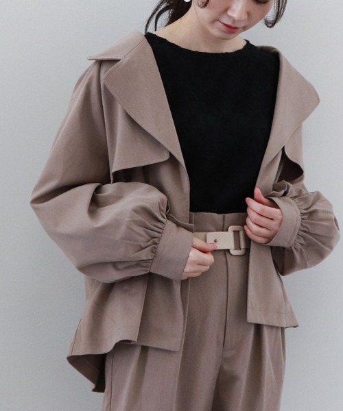 archives（アルシーヴ）の「ＴＲショートトレンチブルゾン（その他アウター・レディース・グリーン/アイボリー/モカ・MEDIUM）」の3枚目の写真