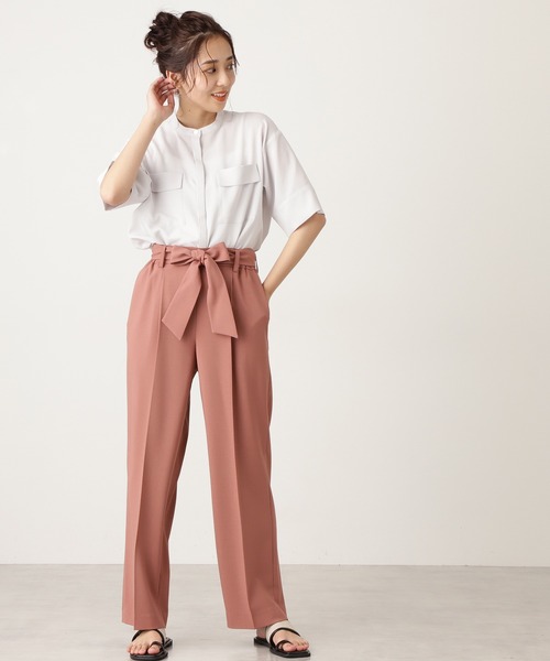 N.（N. Natural Beauty Basic）（エヌエヌナチュラルビューティーベーシック）の「◆ドライポプリンハーフスリーブシャツ（シャツ/ブラウス・レディース・チャコールグレー/オフホワイト/カーキ/ブルー・MEDIUM）」の5枚目の写真