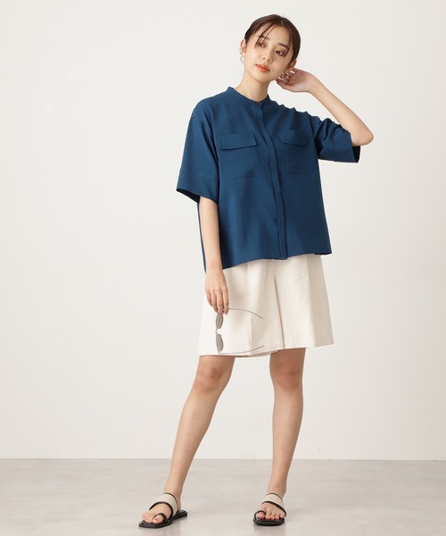 N.（N. Natural Beauty Basic）（エヌエヌナチュラルビューティーベーシック）の「◆ドライポプリンハーフスリーブシャツ（シャツ/ブラウス・レディース・チャコールグレー/オフホワイト/カーキ/ブルー・MEDIUM）」の10枚目の写真