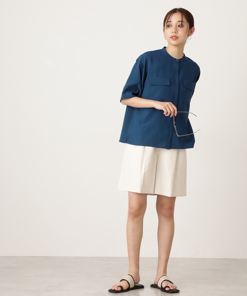 N.（N. Natural Beauty Basic）（エヌエヌナチュラルビューティーベーシック）の「◆ドライポプリンハーフスリーブシャツ（シャツ/ブラウス・レディース・チャコールグレー/オフホワイト/カーキ/ブルー・MEDIUM）」の11枚目の写真