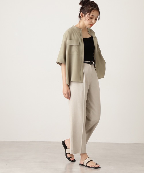 N.（N. Natural Beauty Basic）（エヌエヌナチュラルビューティーベーシック）の「◆ドライポプリンハーフスリーブシャツ（シャツ/ブラウス・レディース・チャコールグレー/オフホワイト/カーキ/ブルー・MEDIUM）」の13枚目の写真