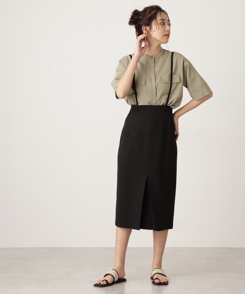 N.（N. Natural Beauty Basic）（エヌエヌナチュラルビューティーベーシック）の「◆ドライポプリンハーフスリーブシャツ（シャツ/ブラウス・レディース・チャコールグレー/オフホワイト/カーキ/ブルー・MEDIUM）」の12枚目の写真