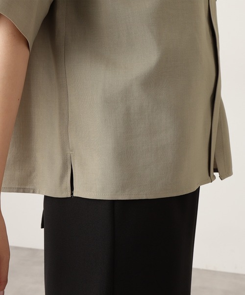 N.（N. Natural Beauty Basic）（エヌエヌナチュラルビューティーベーシック）の「◆ドライポプリンハーフスリーブシャツ（シャツ/ブラウス・レディース・チャコールグレー/オフホワイト/カーキ/ブルー・MEDIUM）」の18枚目の写真