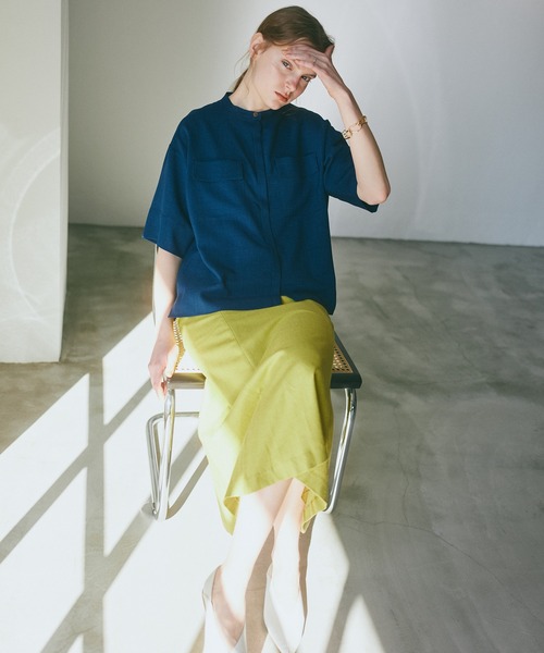 N.（N. Natural Beauty Basic）（エヌエヌナチュラルビューティーベーシック）の「◆ドライポプリンハーフスリーブシャツ（シャツ/ブラウス・レディース・チャコールグレー/オフホワイト/カーキ/ブルー・MEDIUM）」の19枚目の写真