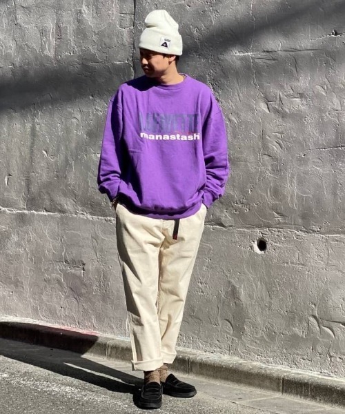 MANASTASH（マナスタッシュ）の「MANASTASH×LFYT/マナスタッシュ×エルエフワイティー　HEMP LOGO CREW SWEAT（スウェット・メンズ・ラベンダー/ブラック/カーキ・MEDIUM/LARGE/X-LARGE）」の4枚目の写真