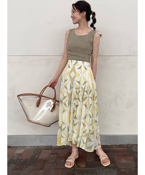 MERCURYDUO（マーキュリーデュオ）の「ジオメトリックプリーツティアードスカート（スカート・レディース・イエロー/ブルー/オレンジ・FREE）」の14枚目の写真