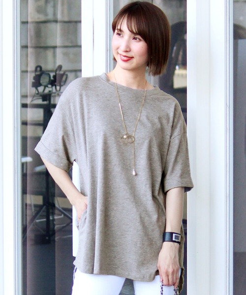 ElegChic(エレグシック)の「コットンバックボタンカットソー(Tシャツ/カットソー・レディース・カーキ/オフホワイト/ブラック/グレー・M/XL)」の22枚目の写真